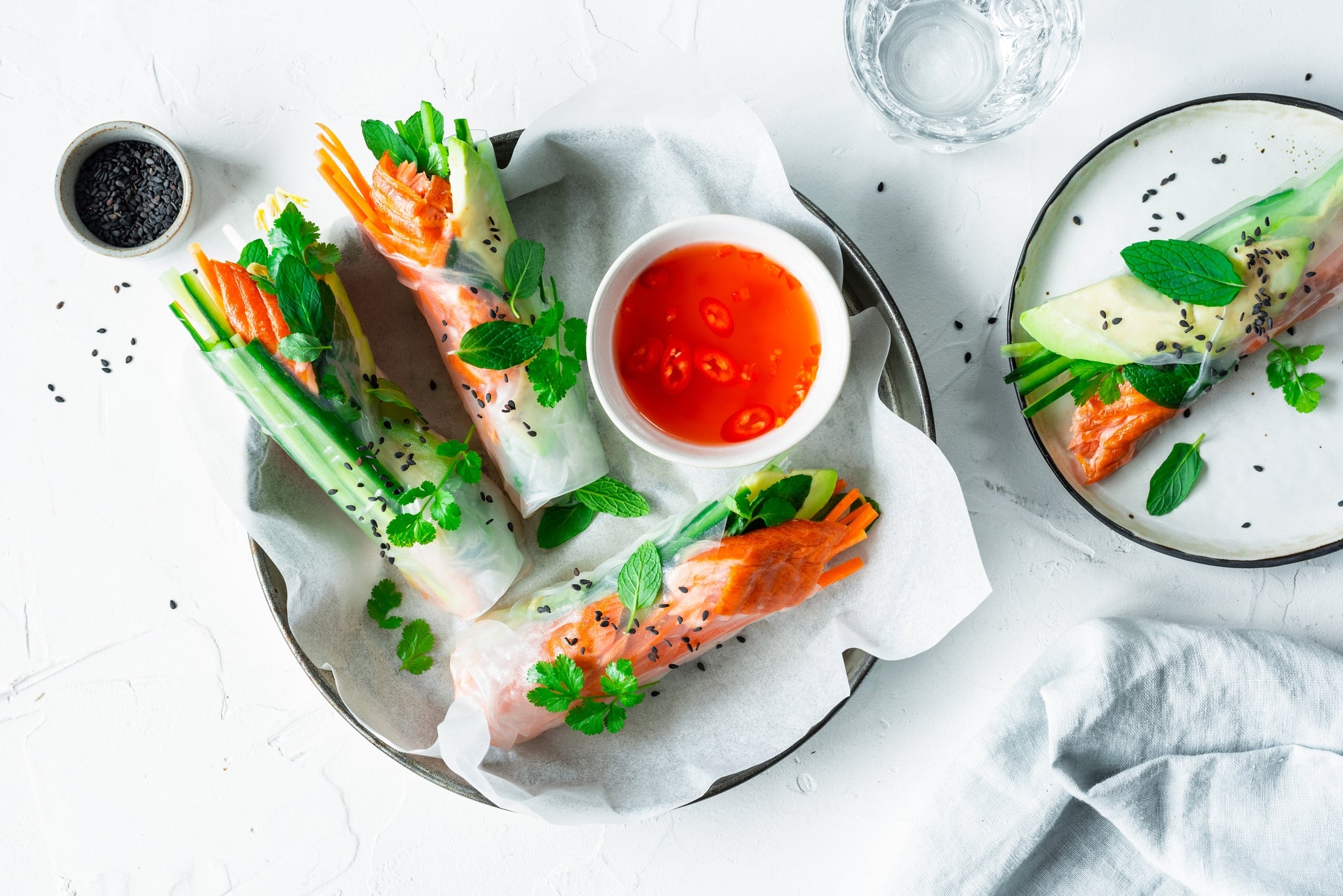 Smoked Salmon Rice Paper Rolls Thammachart Seafood