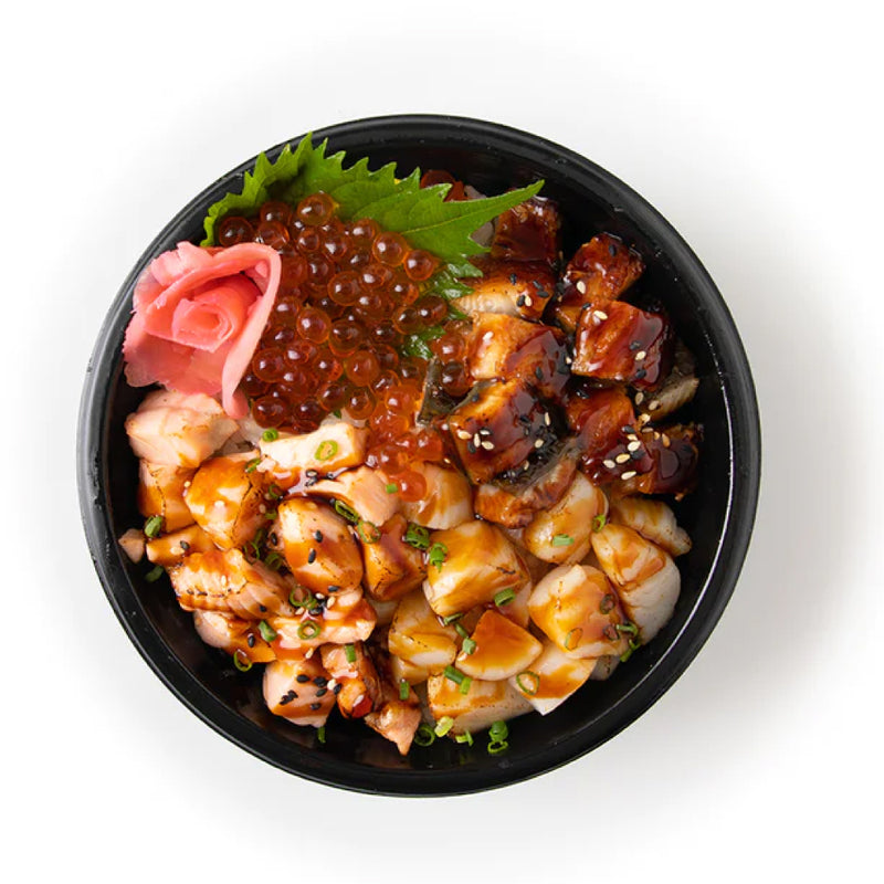 Four Kings Aburi Donburi (Salmon/Unagi/Ikura)