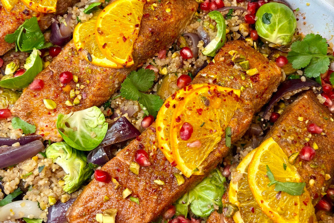 Roasted Orange, Cranberry & Spiced Scottish Salmon Traybake