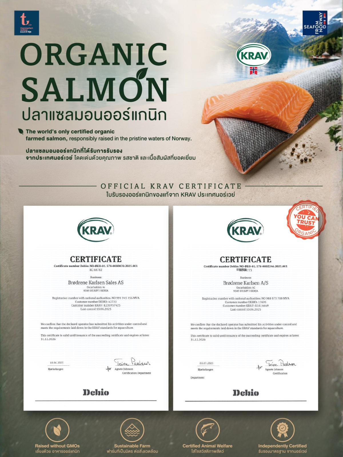 Thammachart Seafood Organic Salmon Certification