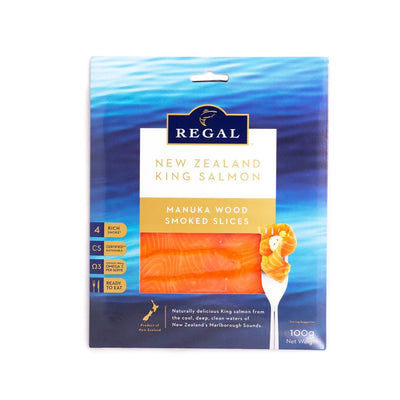 ปลาแซลมอนคิงนิวซีแลนด์    แซลมอนรมควันสไลด์ด้วยไม้มานูก้า  Regal Manuka Wood Smoked Slices Salmon