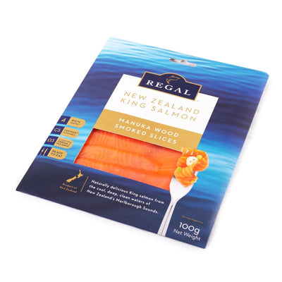 ปลาแซลมอนคิงนิวซีแลนด์    แซลมอนรมควันสไลด์ด้วยไม้มานูก้า  Regal Manuka Wood Smoked Slices Salmon